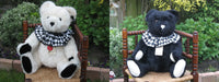 Hermann Germany 2 Bears Set Harlequin Man & Lady Mohair B&W 23.6