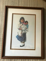Dorothy Francis Bc Canada Artist Paneeloo's Baby Brother Lithograph Frame Matted