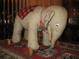 Antique 1940s Germany Schuco Elephant Pull Toy Wooden Wheels