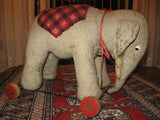 Antique 1940s Germany Schuco Elephant Pull Toy Wooden Wheels