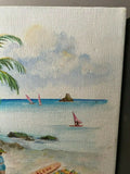 Hawaiian Artist Edna Loo Original Oil Painting on Canvas Signed 10"x8"