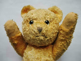 Old Antique English UK Yellow Teddy Bear Glass Eyes Working Squeaker Wood Fibers