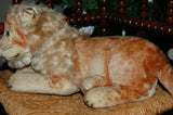 Antique DIEM Germany Laying Lion 1920s Silk Plush 25 inch Glass Eyes Wood Fiber