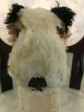 Antique Hermann Germany Fox Terrier Dog Mohair Straw Stuffed 11x9in Glass Eyes