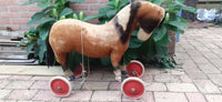 Steiff Riding Pony on Wheels Mohair Pull Toy & Voice 80cm Button Tag 1380,23