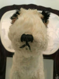 Antique Hermann Germany Fox Terrier Dog Mohair Straw Stuffed 11x9in Glass Eyes