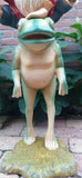 Jumbo Gnome with Lasso Riding Frog Statue Stunning 34 Inch Dwarfy Products ALD