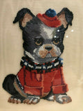 Antique Handmade Petit Point Artwork Boston Terrier Dog Framed Toronto 9x7.5"