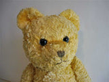 Old Antique English UK Yellow Teddy Bear Glass Eyes Working Squeaker Wood Fibers