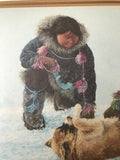 Dorothy Francis Bc Canada Artist Eskimo Best Friends Lithograph Matted Framed