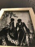 Antique 1933 Art Silhouette Set of 2 Framed "ON THE BALCONY" "ROMANCE" NY USA