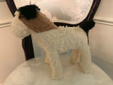 Antique Hermann Germany Fox Terrier Dog Mohair Straw Stuffed 11x9in Glass Eyes