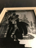 Antique 1933 Art Silhouette Set of 2 Framed "ON THE BALCONY" "ROMANCE" NY USA