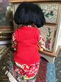 Vintage Antique Japanese Celluloid Baby Doll in Kimono 9" Voice Box Glass Eyes