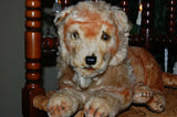Antique DIEM Germany Laying Lion 1920s Silk Plush 25 inch Glass Eyes Wood Fiber