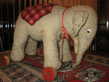 Antique 1940s Germany Schuco Elephant Pull Toy Wooden Wheels