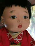 Vintage Antique Japanese Celluloid Baby Doll in Kimono 9" Voice Box Glass Eyes