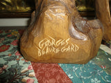 Antique Wooden Original Solid Wood Bird Carving Artist GEORGES BEAUREGARD 12"