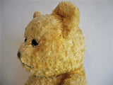 Old Antique English UK Yellow Teddy Bear Glass Eyes Working Squeaker Wood Fibers