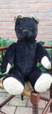 Antique 1930s JUMBO 30" Dutch Van Gelden Bear 76cm Black & White Silk Plush