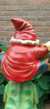 Jumbo Gnome with Lasso Riding Frog Statue Stunning 34 Inch Dwarfy Products ALD