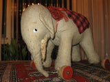 Antique 1940s Germany Schuco Elephant Pull Toy Wooden Wheels