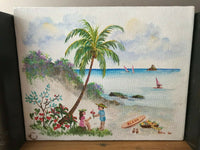 Hawaiian Artist Edna Loo Original Oil Painting on Canvas Signed 10